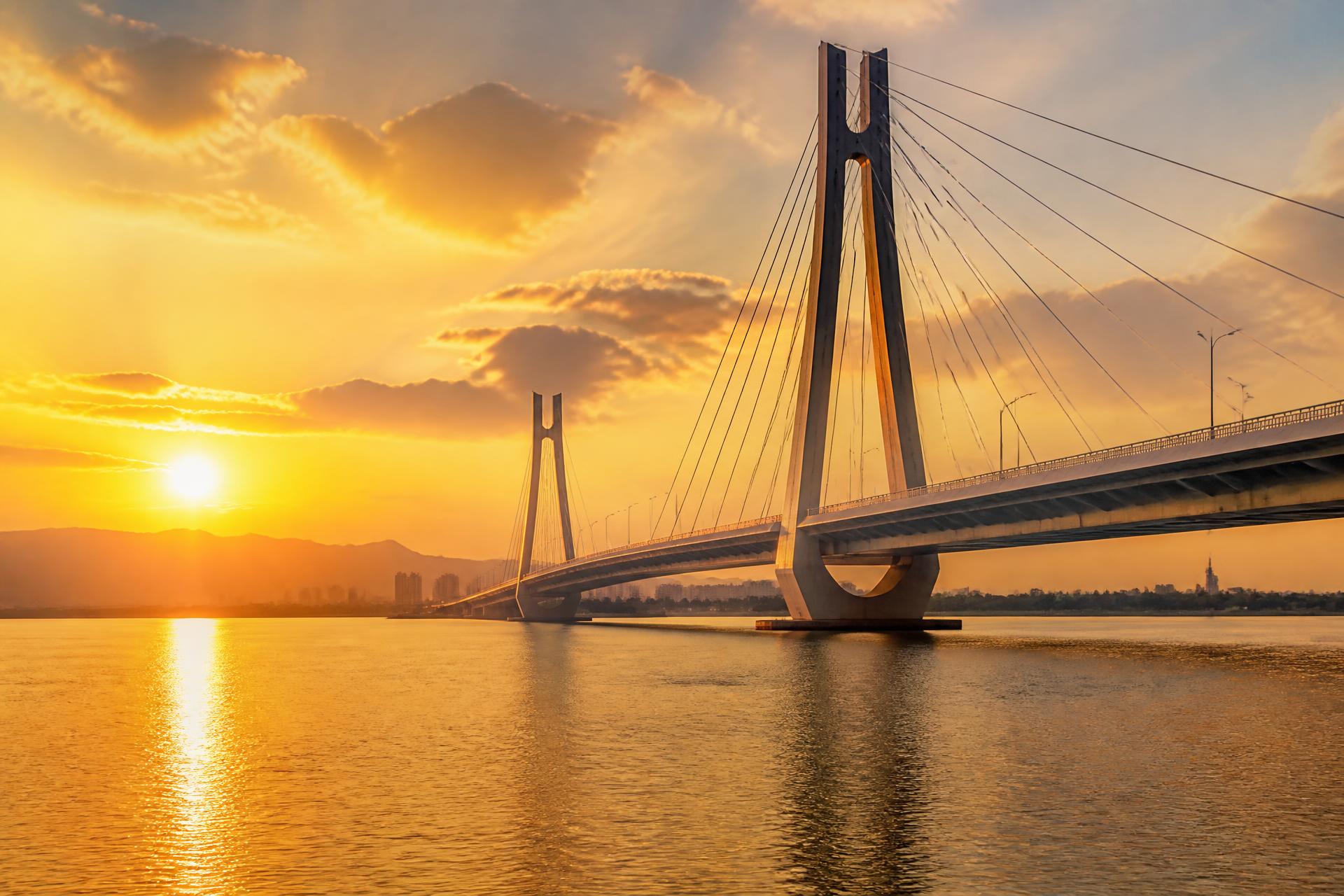 Luxury bridge at sunset